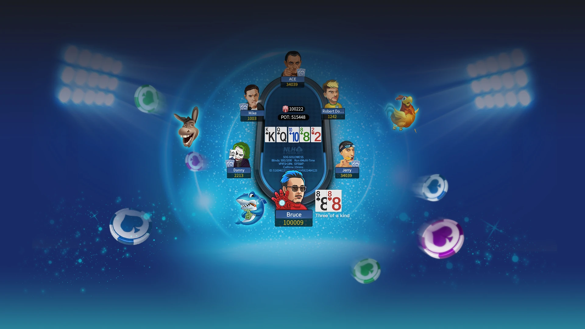 X-Poker cards and poker chips